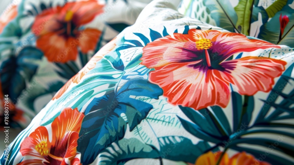 Poster a bold and modern design featuring a mix of bright floral and botanical prints in contrasting colors