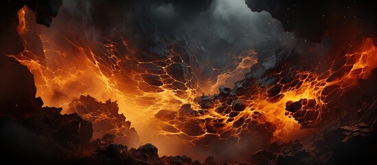 Fire and Flames in the Dark Background - obrazy, fototapety, plakaty