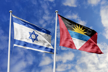 3D illustration, Israel and Antigua and Barbuda alliance and meeting, cooperation of states.