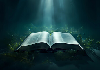 Bible with light underwater
