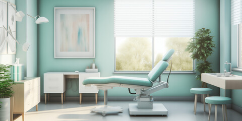 A dental chair in hospital room.