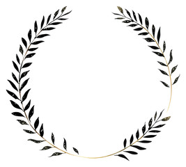 PNG Stroke outline fern leaves frame circle white background accessories - obrazy, fototapety, plakaty