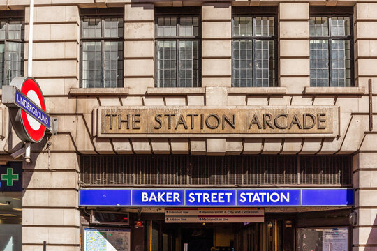 Baker Street is a London Underground station at the junction of Baker Street and the Marylebone Road in the City of Westminster. Shot 15 April 2024.