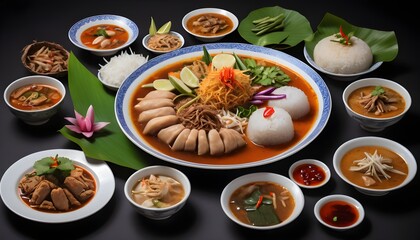 Thai Northeast food style original. Favorite menus of Thai northeast food style the favorites old fashioned and original taste, hard to find in full set, the image isolated