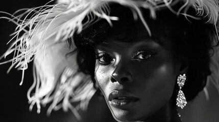 In a stunning black and white portrait a young black woman embodies the regal essence of exuding strength beauty and a sense of otherworldly elegance that captivates the .