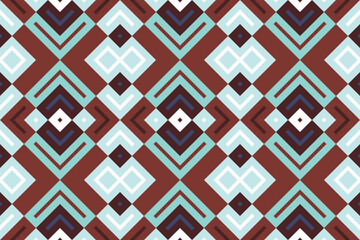 Obraz premium Ikat Fabric Paisley Embroidery Background. Ikat Damask Geometric Ethnic Oriental Pattern traditional.aztec Style Abstract Vector illustration.design for Texture,fabric,clothing,wrapping,sarong.
