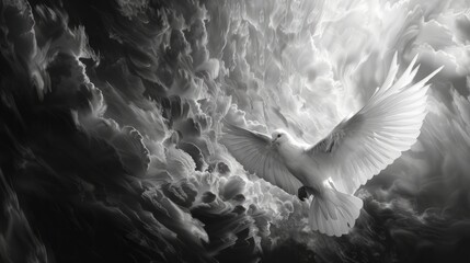 Black and white ethereal wallpaper background hyper realistic 