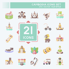 Icon Set Cambodia. related to Holiday symbol. flat style. simple design editable. simple illustration