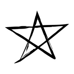 Star. Hand drawn paint object for design use. Abstract brush drawing. grunge black star imprints. Vector art illustration grunge star