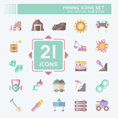 Icon Set Mining. related to Industry symbol. flat style. simple design editable. simple illustration