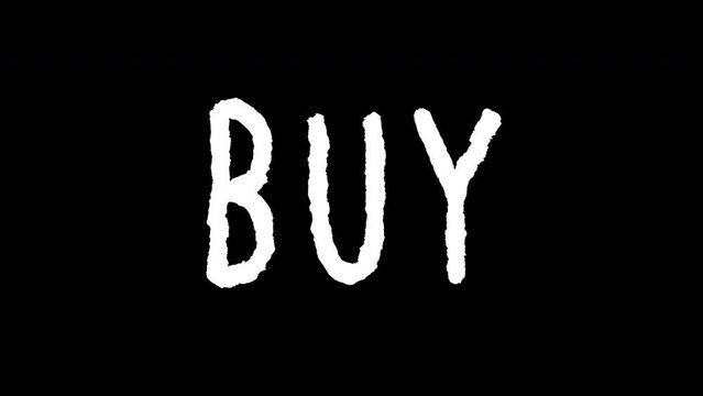 Wiggle text "BUY", alpha channel, transparent background