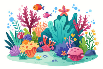Fototapeta na wymiar Coral reefs are a beautiful and vibrant part of the ocean, with colorful flowers and a variety of marine life.