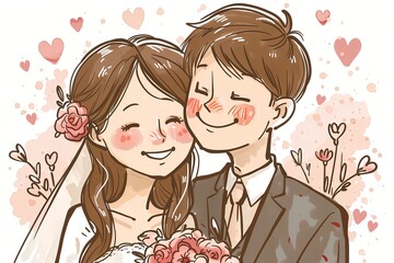 幸せそうな結婚式の新郎新婦