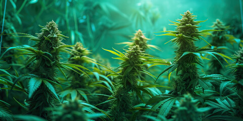 Fototapeta na wymiar Organic Cannabis: Healthy Marijuana Plants Grown Using Organic Methods.
