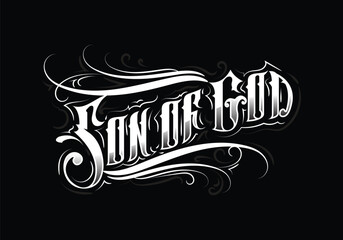 SON OF GOD lettering word tattoo design
