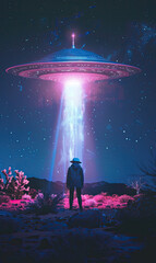 Fototapeta na wymiar UFO desert alien encounter night sky photography Backlight Chromatic Aberration