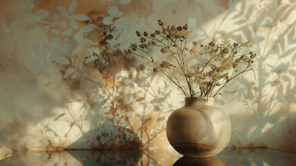 Wildflowers in a Modern Vase Against Marble Backdrop