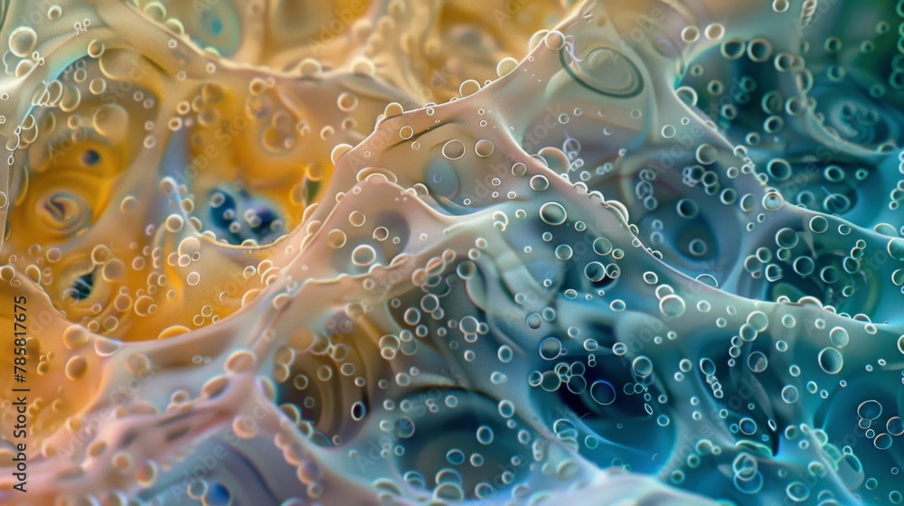 Poster an upclose view of a ciliate cell membrane revealing the intricate network of channels and pores use