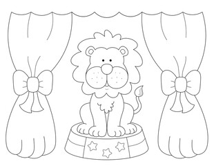 circus lion coloring page. you can print it on standard 8.5x11 inch paper © BaMic illustrations
