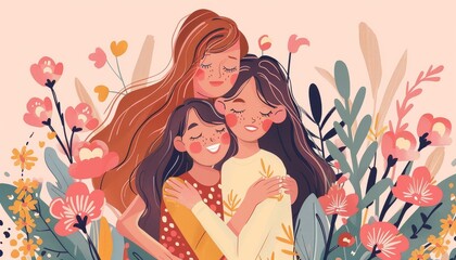 mom and her daughter and son, mother's day