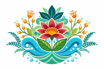 Flower ornament charmingly adorned with vibrant blooms on a pristine white background.