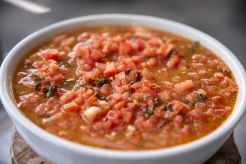 Salsa bowl in a white dish ready to eat