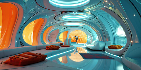 Alien Spaceship Interior: An Interior with Alien-inspired Design and Futuristic Technology, Evoking Extraterrestrial Worlds.