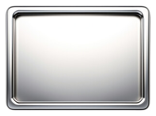 PNG 3D rectangle shape silver frame tray