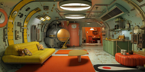 Nuclear Fallout Bunker: A Fallout Shelter-style Interior with Fallout Survival Equipment, Eliciting Post-apocalyptic Themes