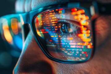 Reflection of digital data on glasses screen
