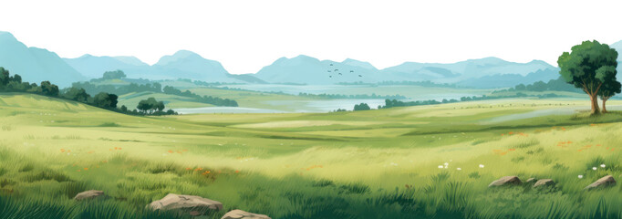 Naklejka premium Watercolor landscape valley