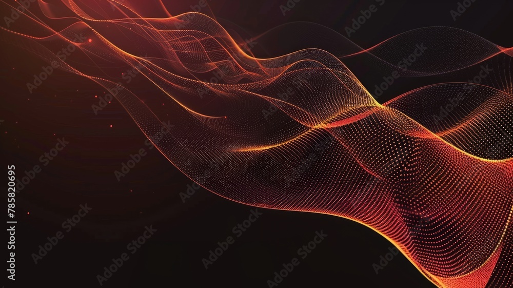 Poster dynamic red and orange digital wave pattern - an abstract digital artwork showing a dynamic wave pat