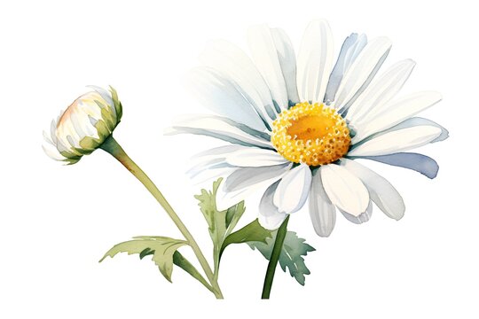 Beautiful vector image with nice watercolor chamomile flower