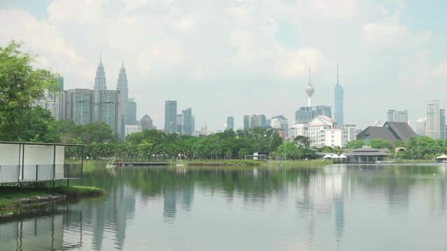 Awesome Kuala Lumpur skyline. Panning motion