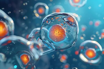 embryonic stem cells and cellular therapy creative 3d medical illustration - obrazy, fototapety, plakaty