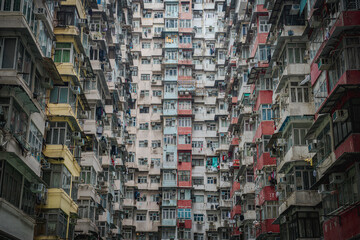 Dense Urban Housing Complex in Overcast Weather - Yik Cheong, Monster Building in Hong Kong