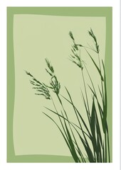 Fototapeta na wymiar Elegant Grass Poster Design with Organic Shapes and Green Background