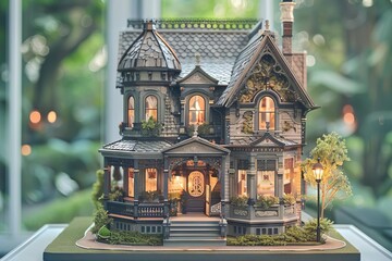 enchanting victorian dollhouse intricate vintage miniature home with delicate details 3d rendering