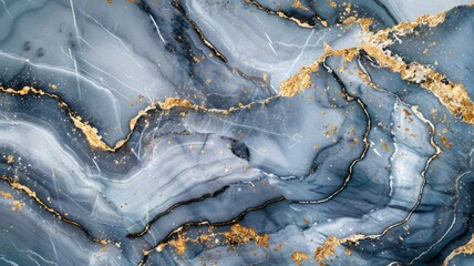 Blue and gold marble pattern texture - Luxurious texture of blue and gold marble with intricate details and richness, perfect for high-end design backgrounds
