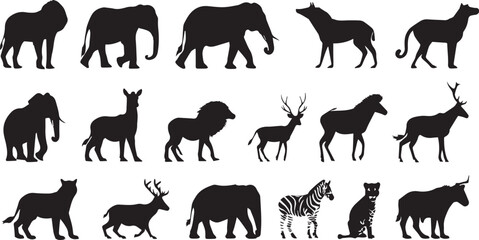 
set of animals silhouette