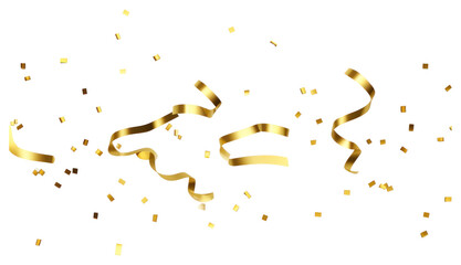 PNG  Falling gold confetti ribbon backgrounds white background celebration