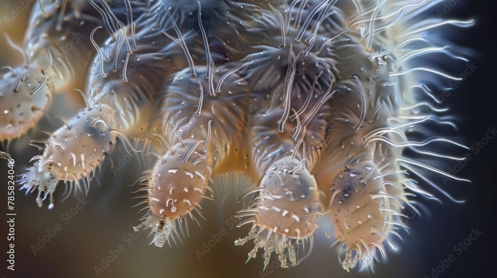 Aufkleber an upclose image of a tardigrades legs showing the intricate details of its tiny hairs and hooklike 