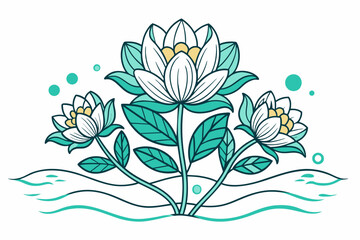 Charming line art flower with delicate petals and intricate details graces a pure white background.