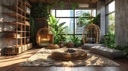 Fototapeta premium Modern Urban Pet Jungle Gym - Innovative Design for Animal Well-being