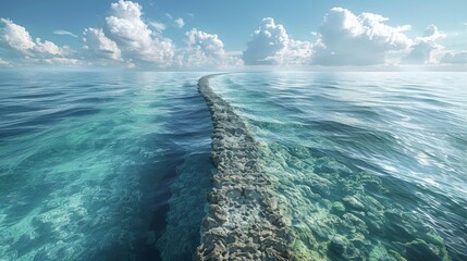 Coastal Barrier 3D Visualization for Marine Biodiversity Protection - obrazy, fototapety, plakaty