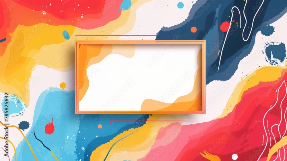 Poster colorful abstract with floating frame design - a lively and colorful abstract background with a floa