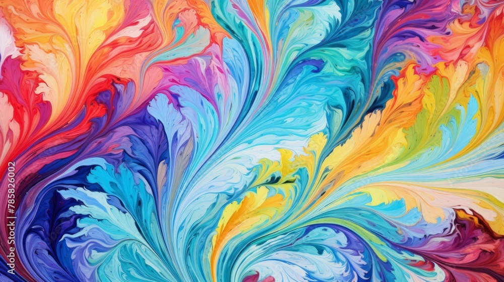 Poster flowing abstract colorful paint patterns - brightly colored abstract art showing flowing paint patte