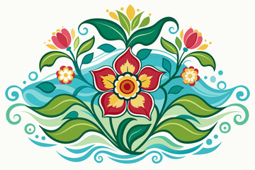 Ornament with charming flowers adorns a white background.