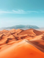 Fototapeta na wymiar Minimalist aerial view of desert dunes stretching into the distance.
