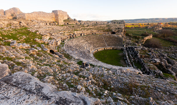 Ancient Greek theatre ruins of Miletus. Archaeological and historical sights of modern Turkey